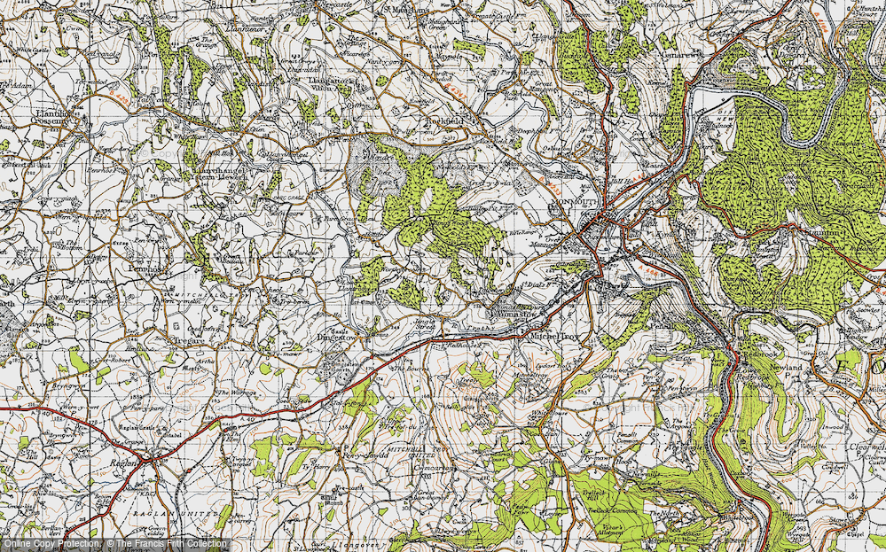 Old Map of Historic Map covering Treowen in 1946