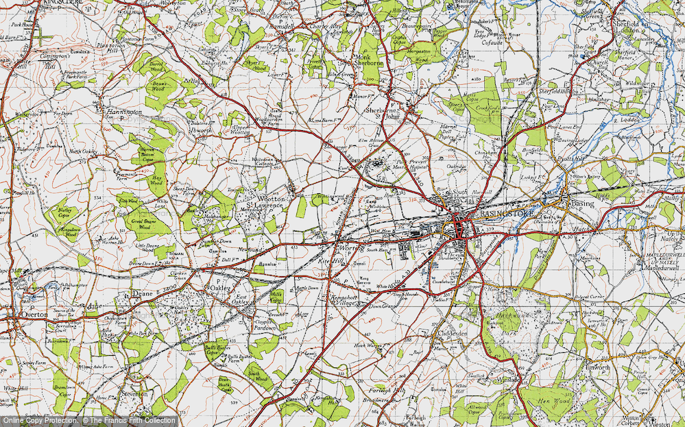 Old Map of Worting, 1945 in 1945