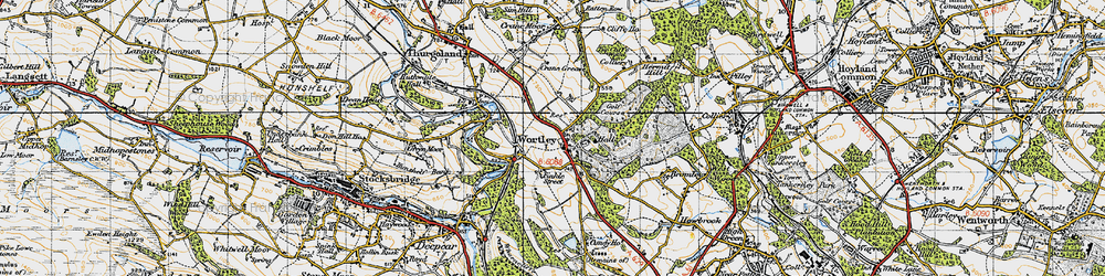 Old map of Wortley in 1947