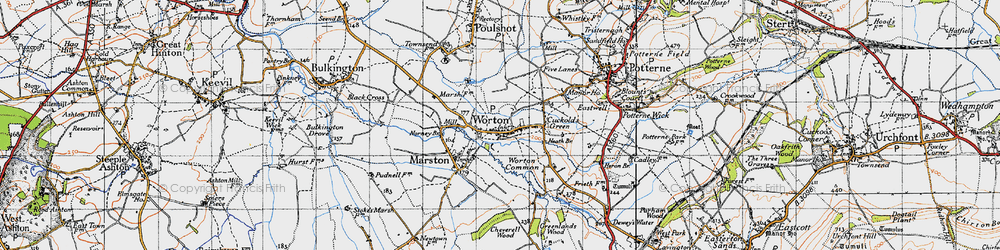 Old map of Worton in 1940