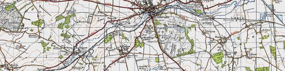 Old map of Burghley Park in 1946