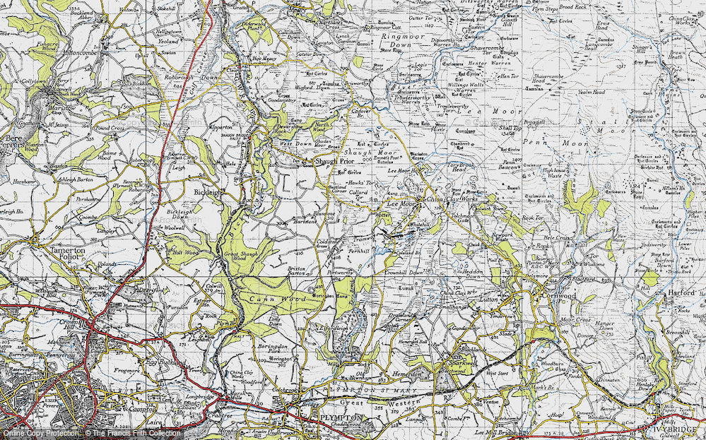 Old Map of Historic Map covering Boringdon Camp in 1946