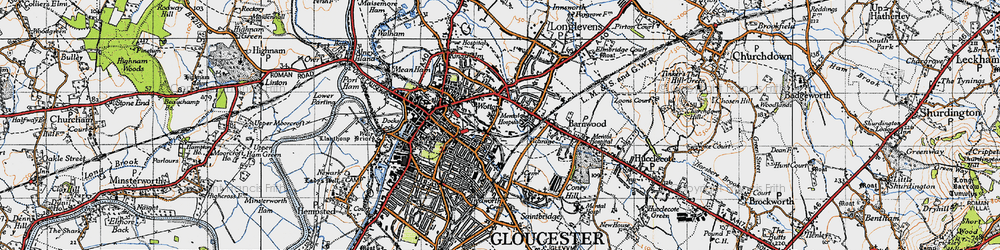 Old map of Wotton in 1947