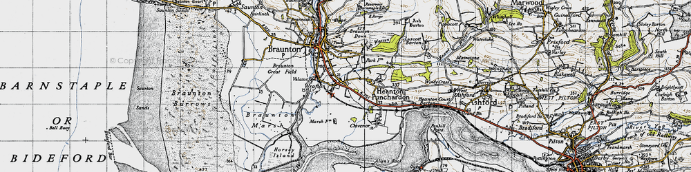 Old map of Wrafton in 1946