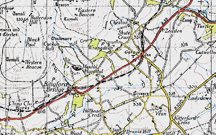 Old map of Wrangaton in 1946