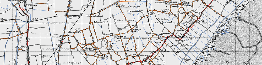 Old map of Wrangle Common in 1946