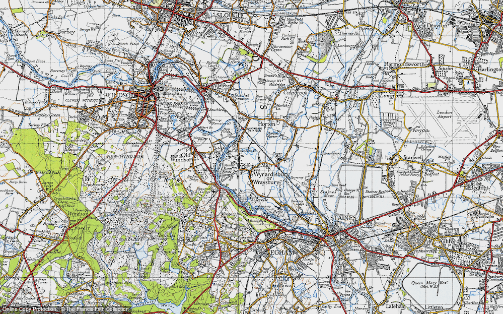 Old Map of Wraysbury, 1945 in 1945