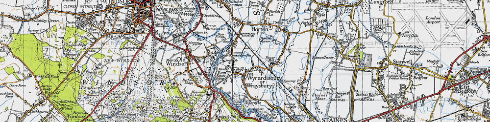 Old map of Wraysbury in 1945