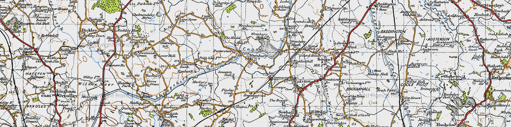 Old map of Wrenbury in 1947