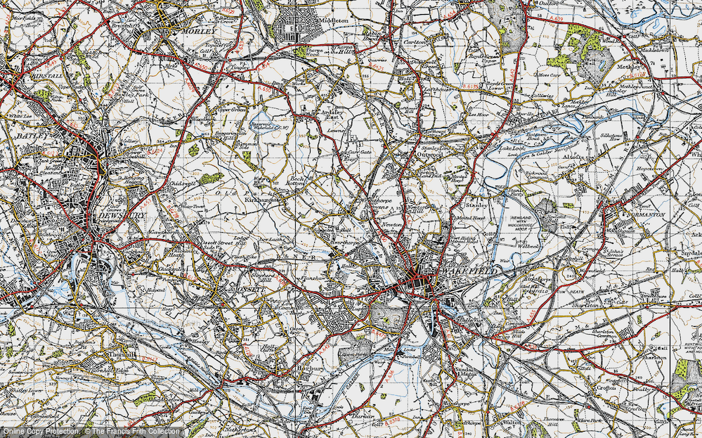 Old Map of Historic Map covering Balne Beck in 1947