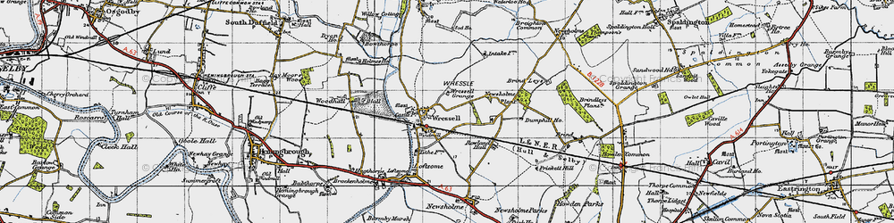Old map of Wressle Grange in 1947