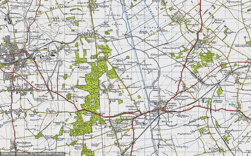 Old Map of Historic Map covering Wressle Ho in 1947