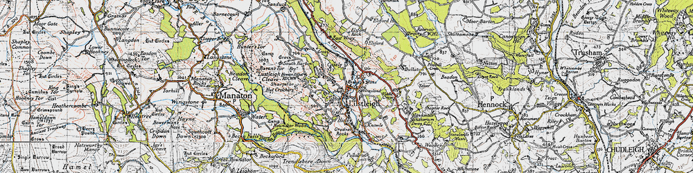 Old map of Wreyland in 1946