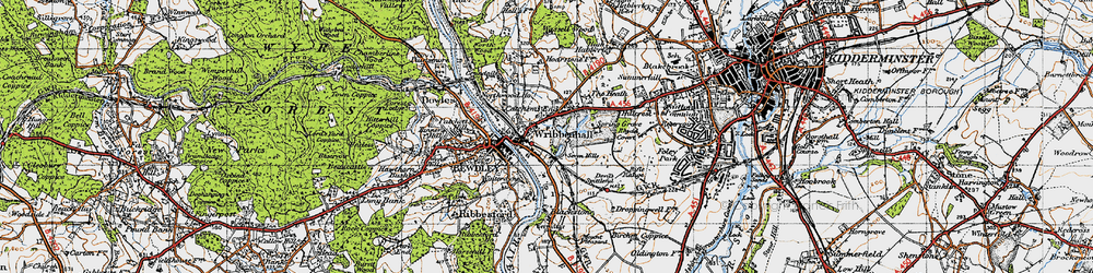 Old map of Wribbenhall in 1947