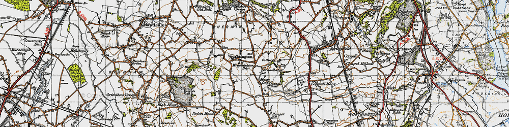 Old map of Wrightington Bar in 1947