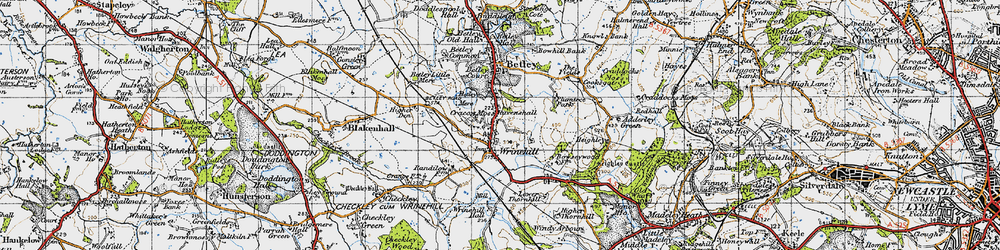 Old map of Wrinehill in 1946