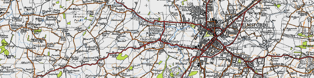 Old map of Writtle in 1946