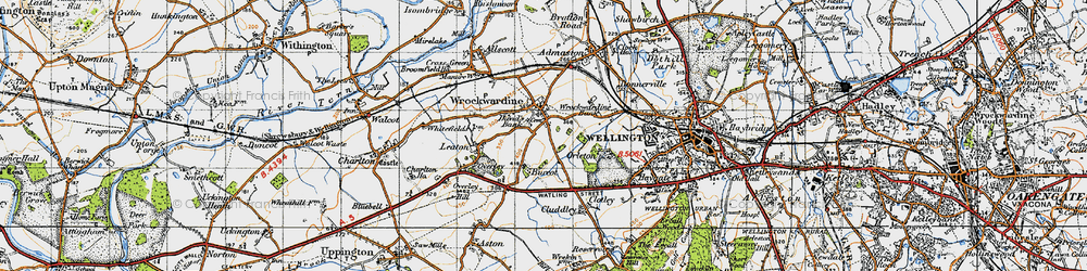 Old map of Wrockwardine in 1947