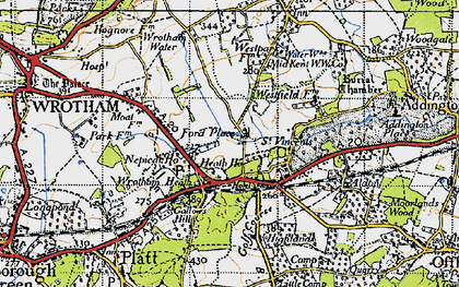 Old map of Wrotham Water in 1946
