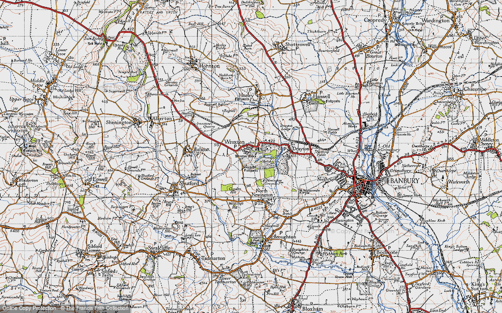 Old Map of Historic Map covering Wroxton Abbey in 1946