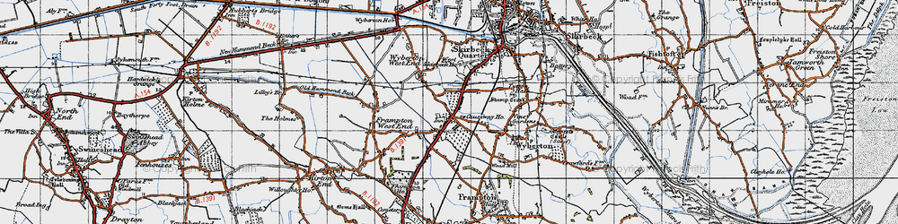 Old map of Wyberton in 1946