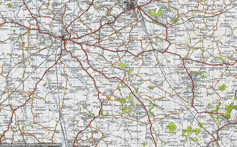Old Map of Historic Map covering Wybunbury Grange in 1946