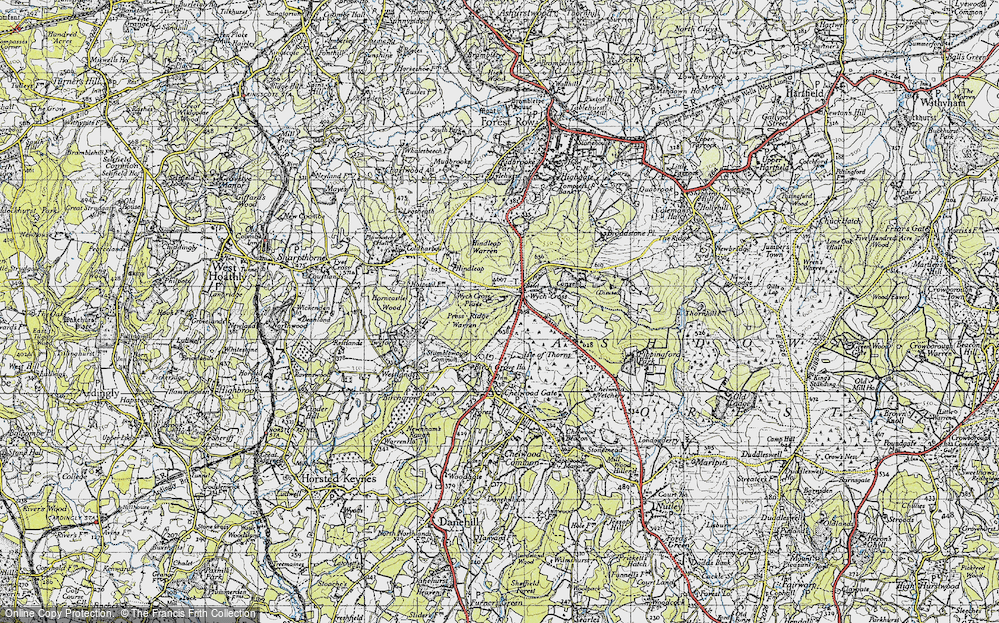 Old Map of Wych Cross, 1940 in 1940