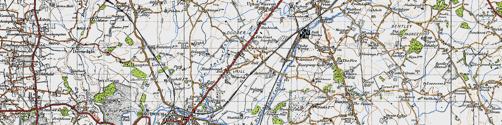 Old map of Wychbold in 1947