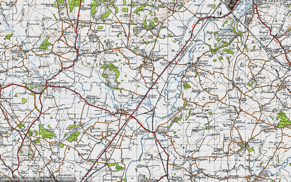 Old Map of Wychnor Bridges, 1946 in 1946