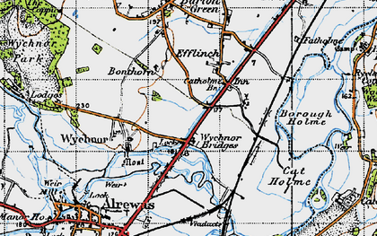 Old map of Wychnor Bridges in 1946