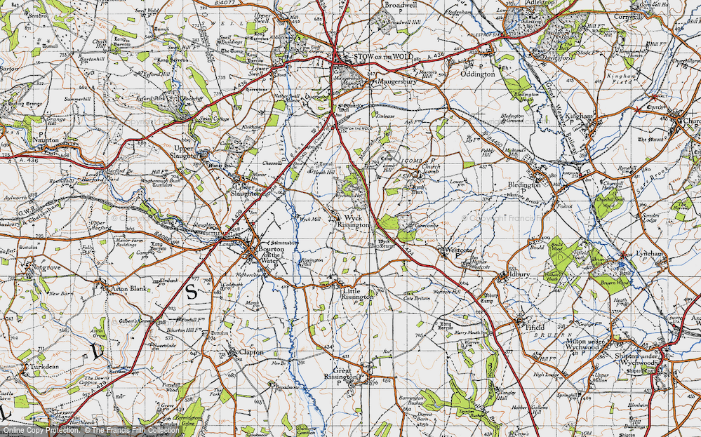 Old Map of Wyck Rissington, 1946 in 1946