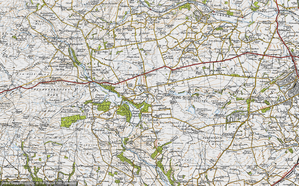 Old Map of Historic Map covering Worstall Craggs in 1947