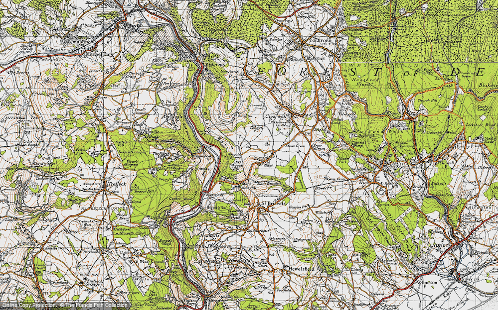 Old Map of Historic Map covering Wyegate Hill in 1946