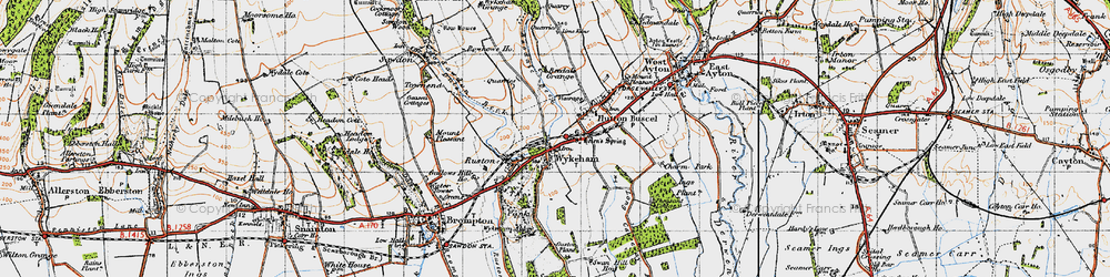 Old map of Wykeham in 1947