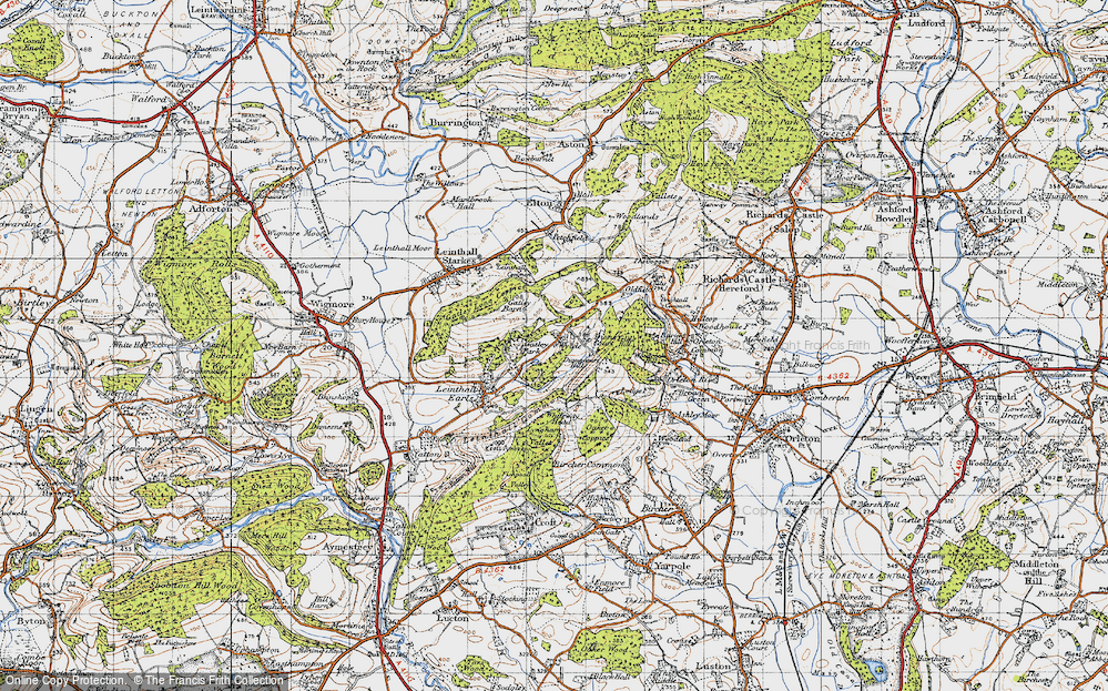Old Map of Historic Map covering Yeld's Hill in 1947