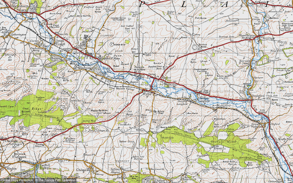 Old Map of Historic Map covering Bilbury Rings in 1940