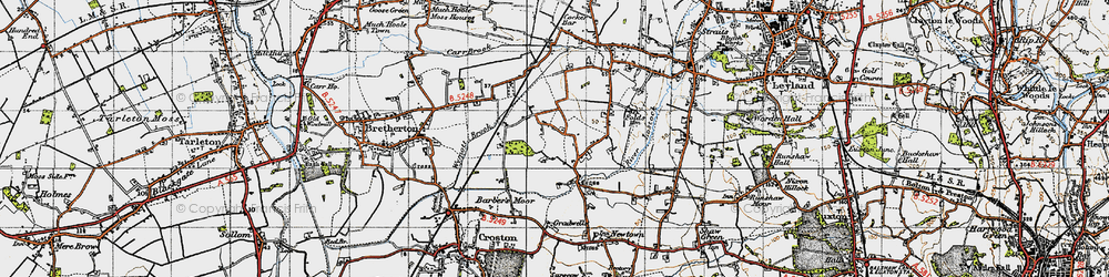 Old map of River Lostock in 1947