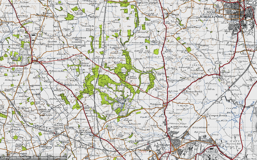 Old Map of Wynyard Village, 1947 in 1947