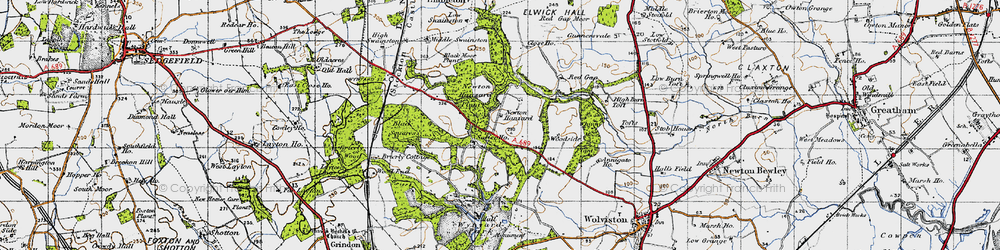 Old map of Whinny Moor Plantn in 1947