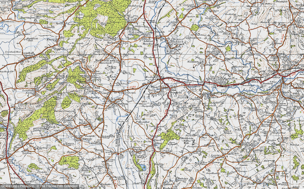 Old Map of Historic Map covering Brimfield Common in 1947