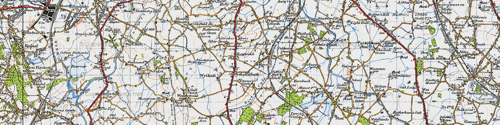 Old map of Wythall in 1947