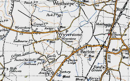 Old map of Wyverstone in 1946