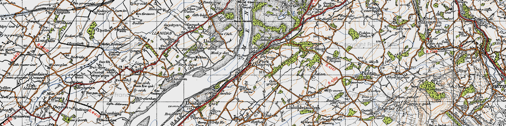 Old map of Y Felinheli in 1947