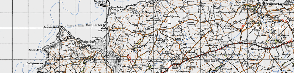 Old map of Y Ferwig in 1947