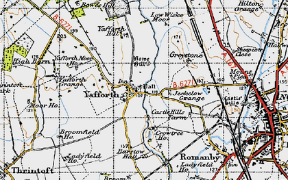 Old map of Yafforth Moor Ho in 1947