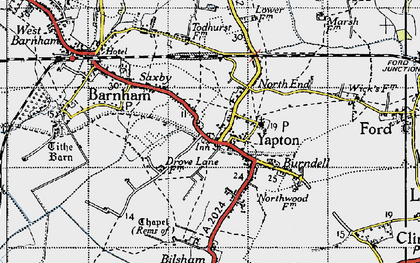 Old map of Yapton in 1945