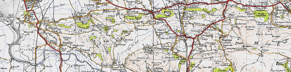 Old map of Banwell Hill in 1946