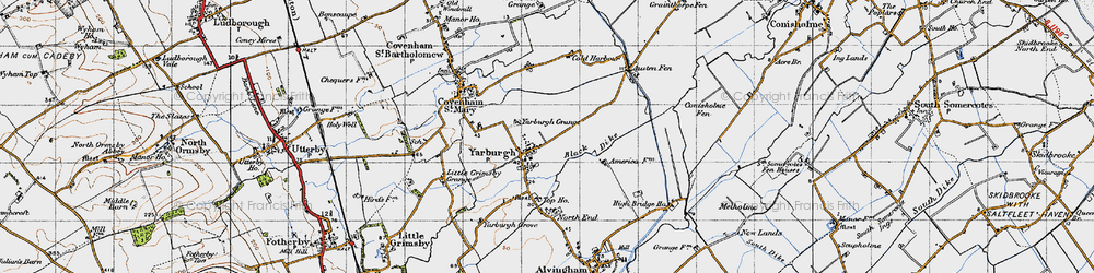 Old map of Yarburgh Grange in 1946