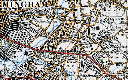 Old map of Yardley in 1947