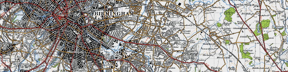 Old map of Yardley in 1947